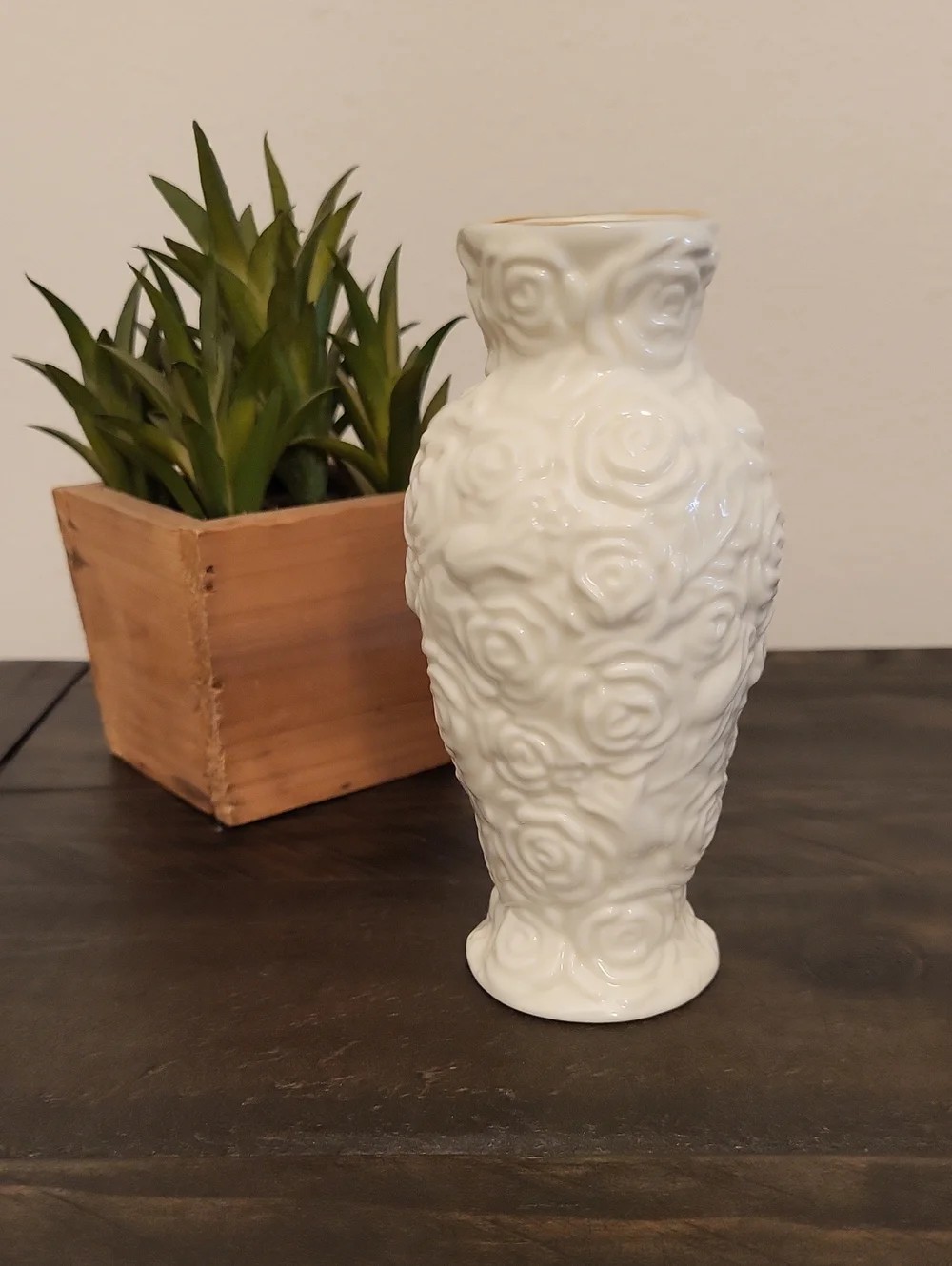 Vintage International Silver Co. Porcelain  Embossed Rose Bud Vase